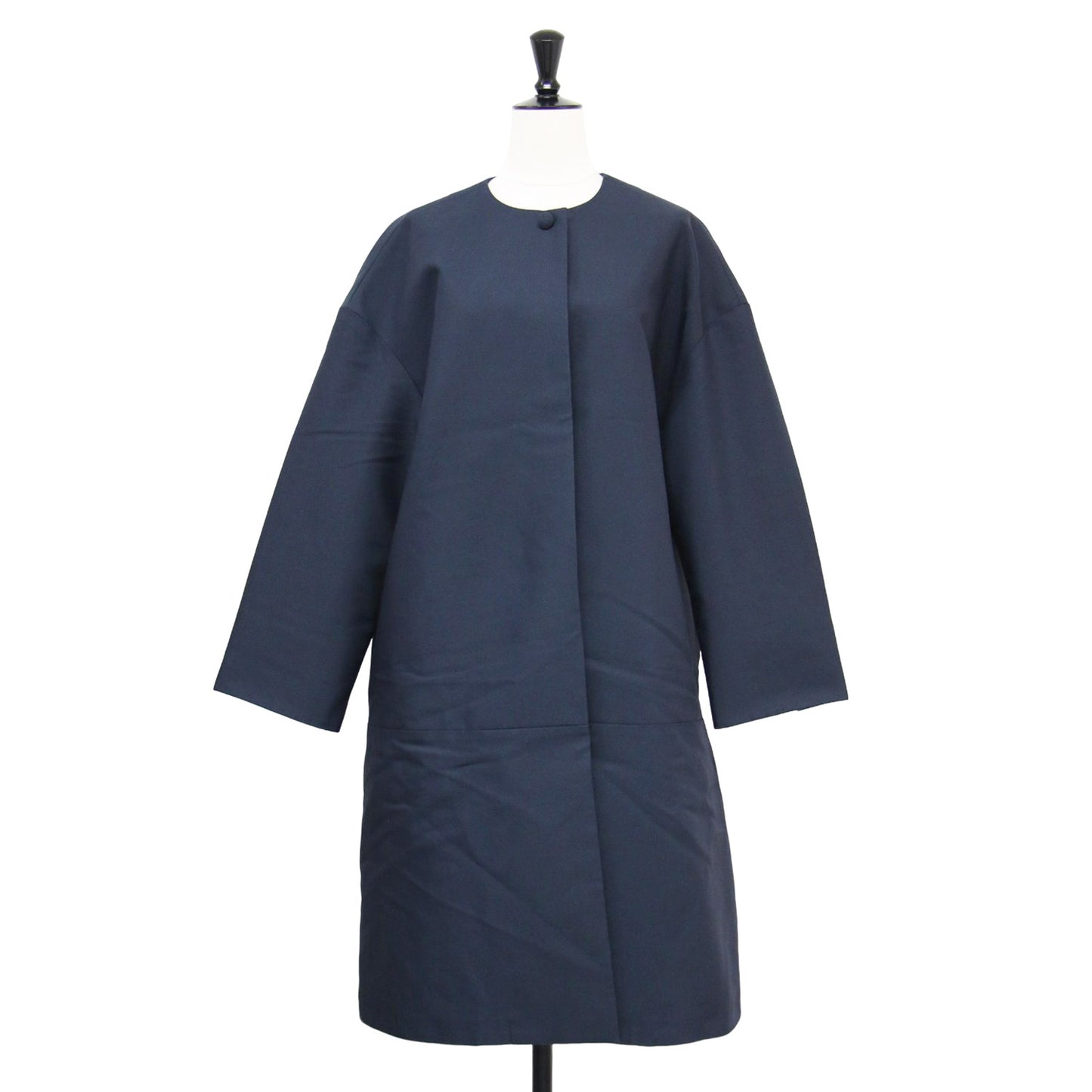 22秋冬 バックペプラム ノーカラー コート / 長袖 膝丈 コクーンシルエット ダウンショルダー