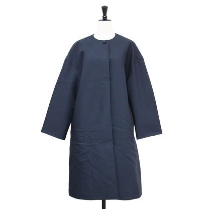 22秋冬 バックペプラム ノーカラー コート / 長袖 膝丈 コクーンシルエット ダウンショルダー