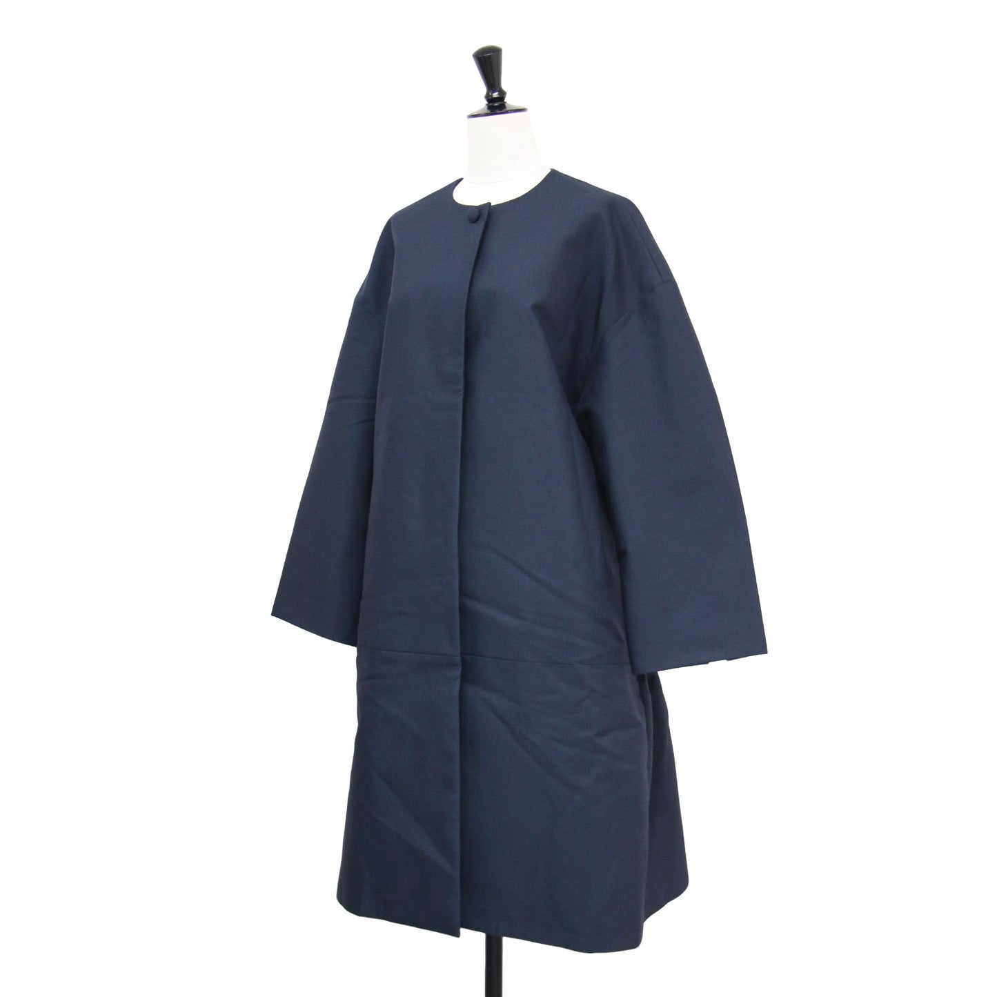 22秋冬 バックペプラム ノーカラー コート / 長袖 膝丈 コクーンシルエット ダウンショルダー