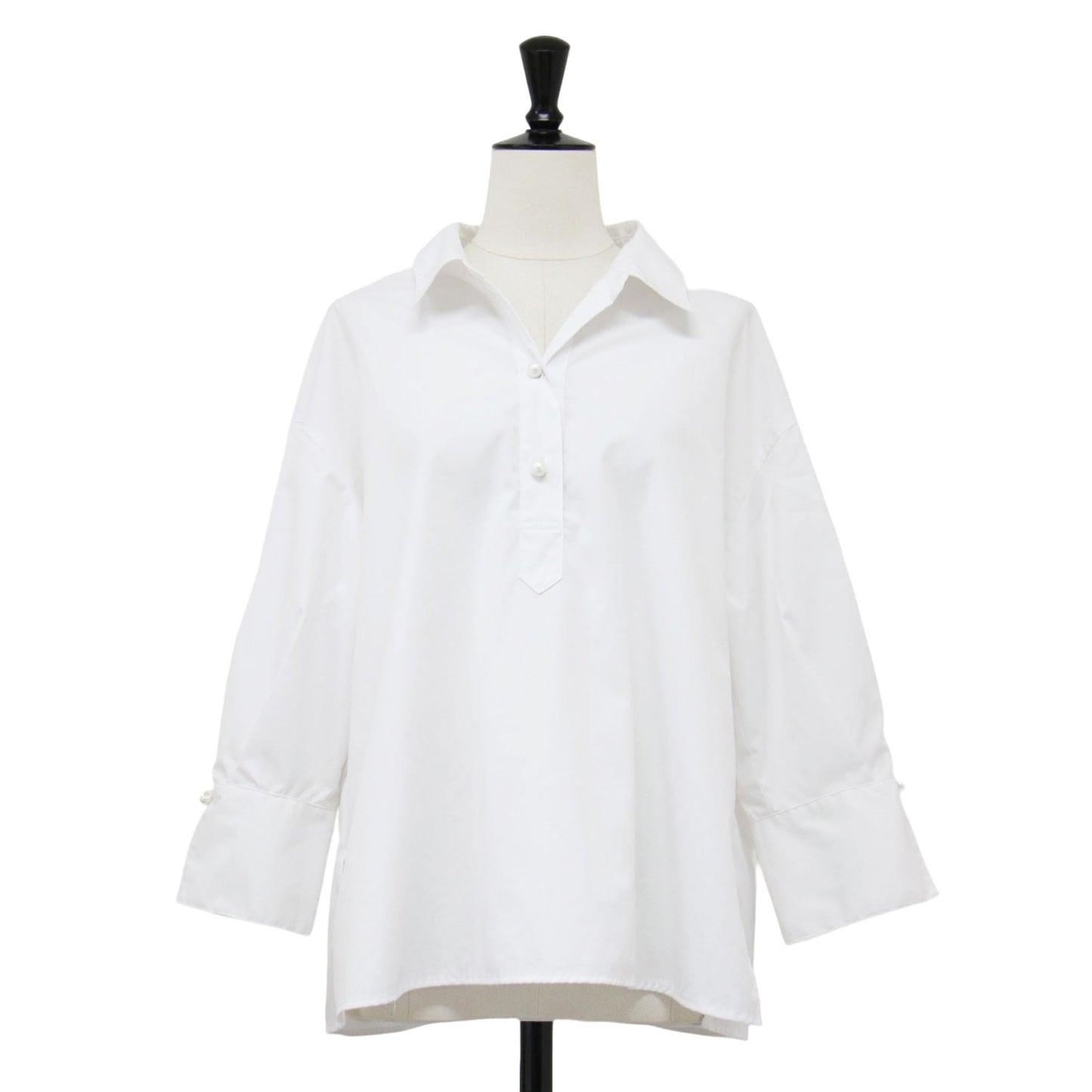 sophi 24春夏 パール釦 スキッパー シャツ / ブラウス 七分袖 コットン