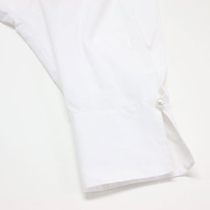 sophi 24春夏 パール釦 スキッパー シャツ / ブラウス 七分袖 コットン