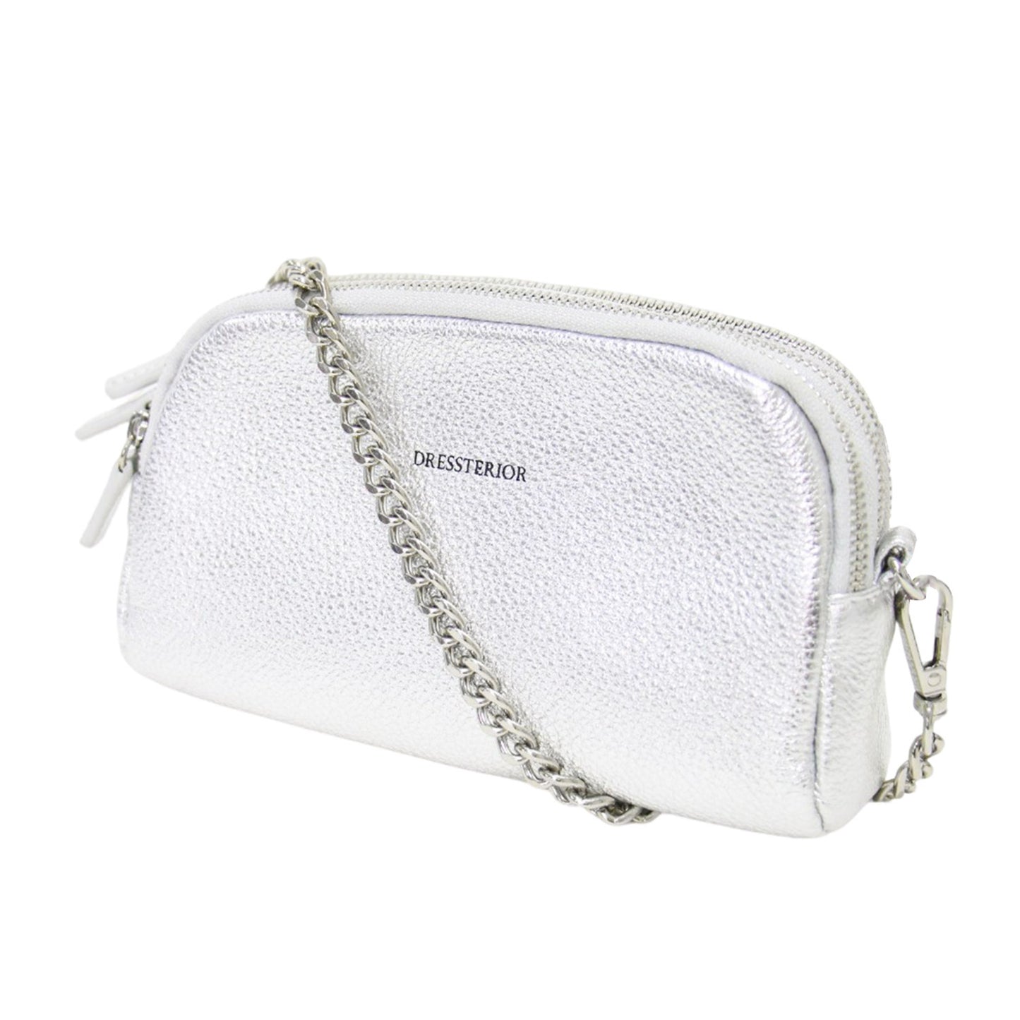 チェーン ストラップ マルチ ポケット ポーチ / ショルダーバッグ ポシェット レザー 牛革