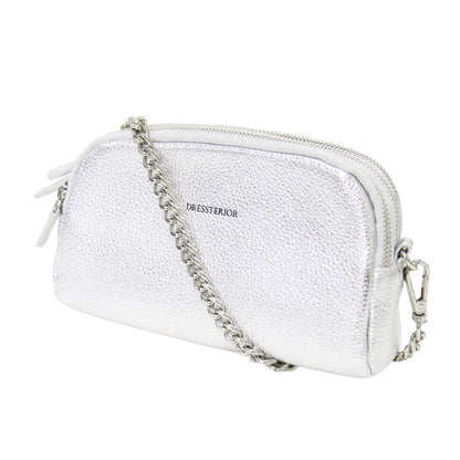 チェーン ストラップ マルチ ポケット ポーチ / ショルダーバッグ ポシェット レザー 牛革