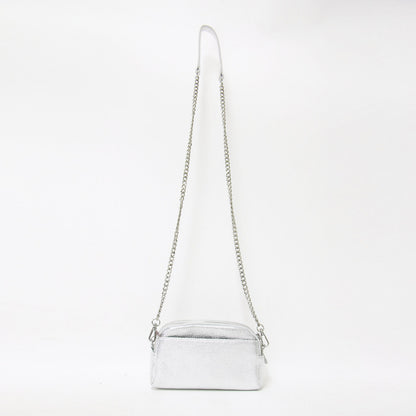 チェーン ストラップ マルチ ポケット ポーチ / ショルダーバッグ ポシェット レザー 牛革