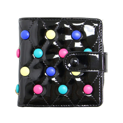 キルティング 二つ折り 財布 / Quilted candies wallet ドットボタン 合成皮革