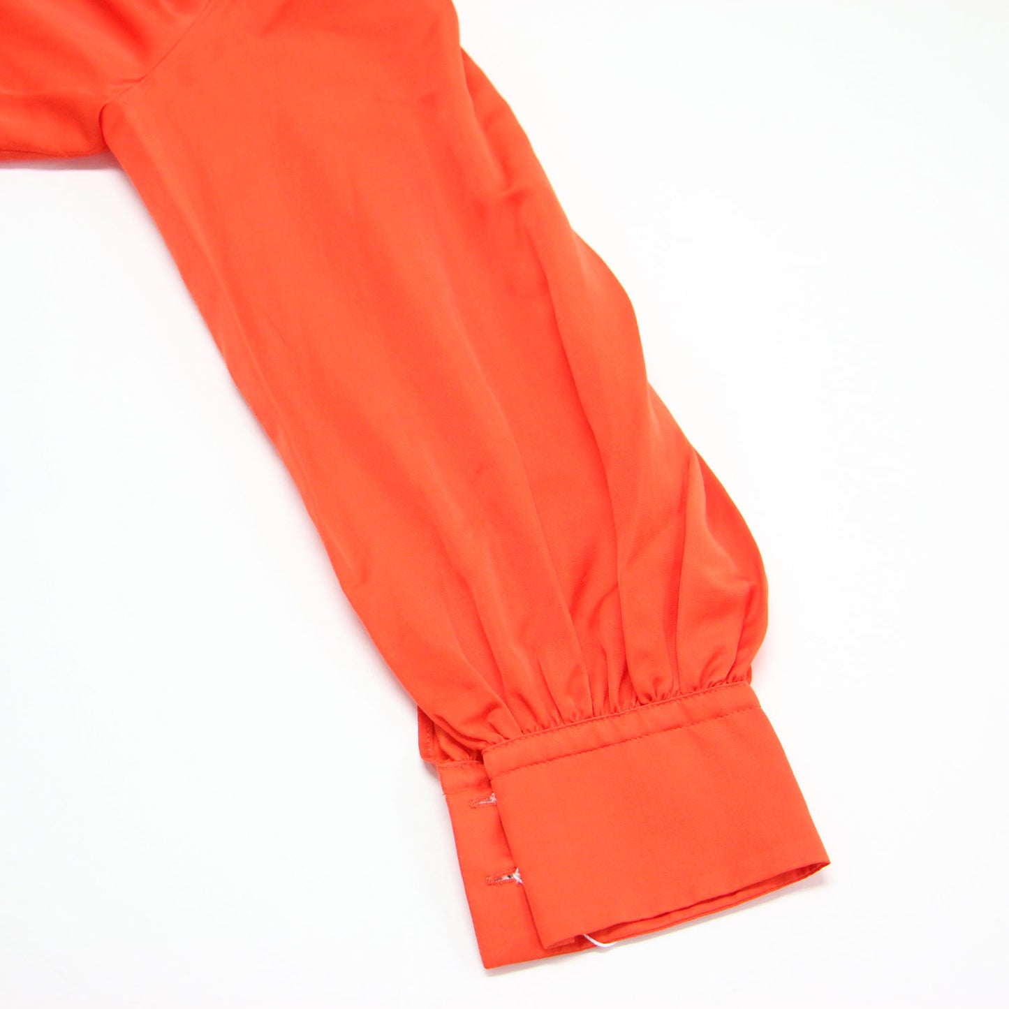 24春夏 コットン シルク サテン ピンタック ギャザー ブラウス / シャツ 長袖 フリルカラー ボリュームスリーブ Aライン