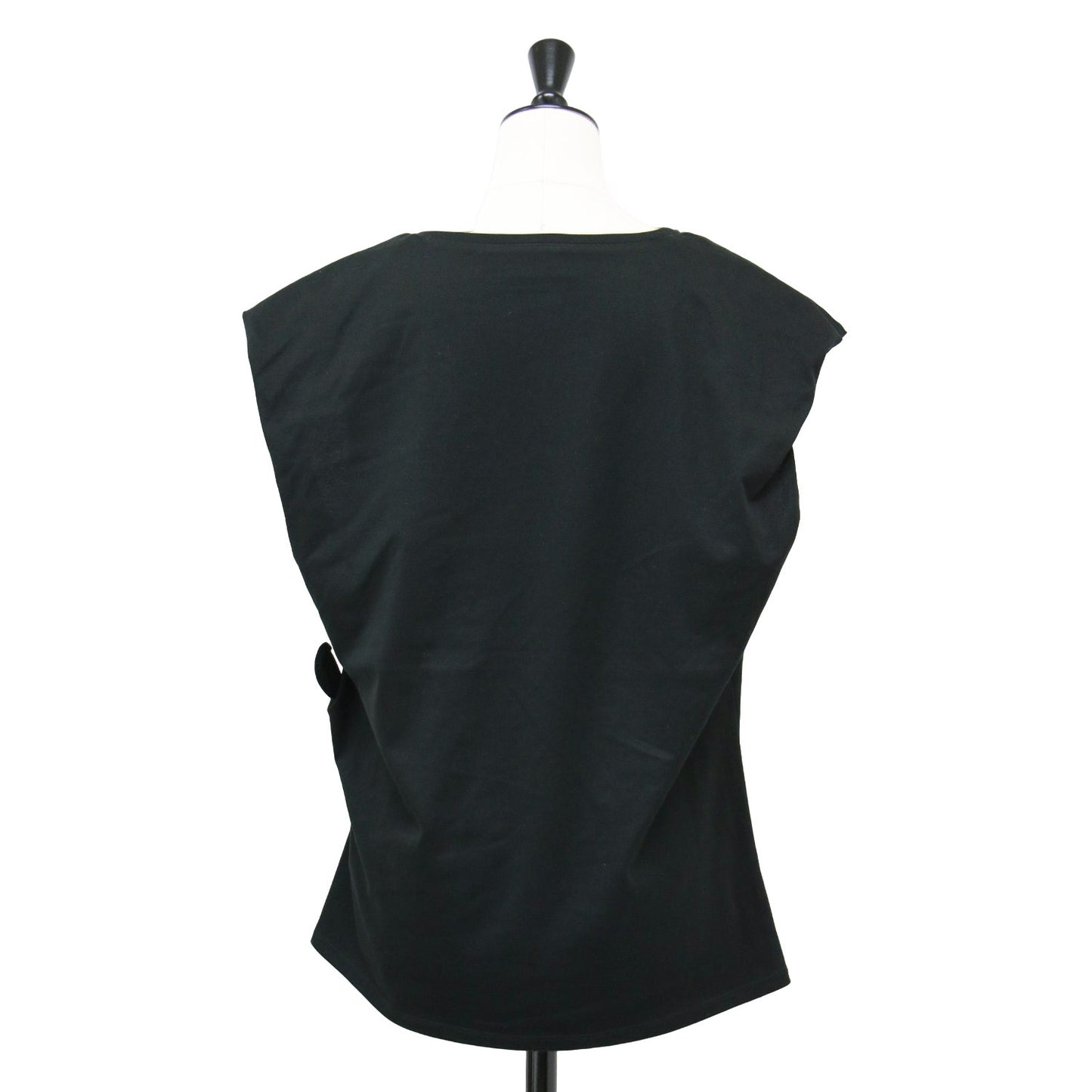 ノースリーブ リボン デザイン カットソー / Tシャツ フレンチスリーブ ストレッチ コットン