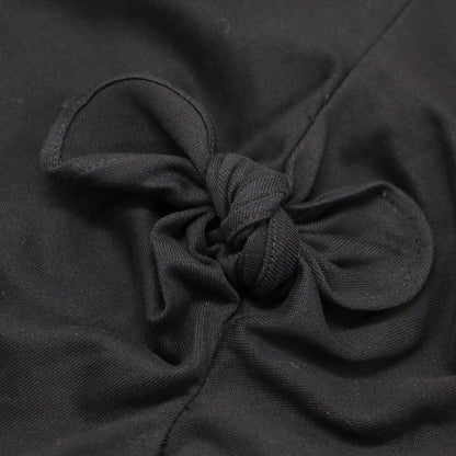 ノースリーブ リボン デザイン カットソー / Tシャツ フレンチスリーブ ストレッチ コットン