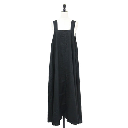 24春夏 コットン リネン バックオープン ドレス / Back open dress ワンピース ノースリーブ スクエアネック ロング丈