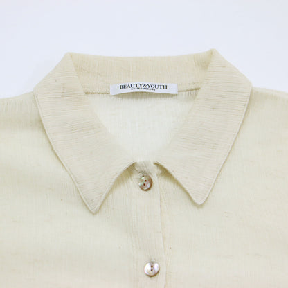 24春夏 楊柳 シャツ カーディガン / ブラウス 長袖 シアー リネン