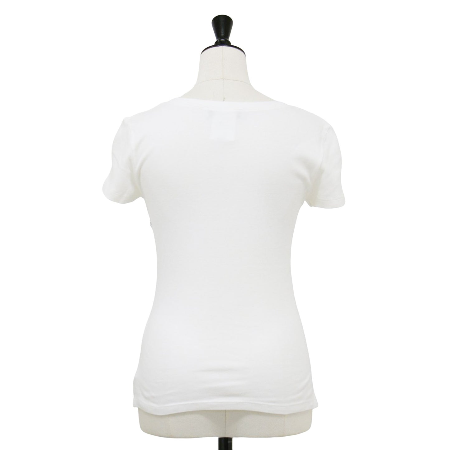 フラワー 刺繍 デニム 半袖 Tシャツ / カットソー Vネック コンパクト コットン