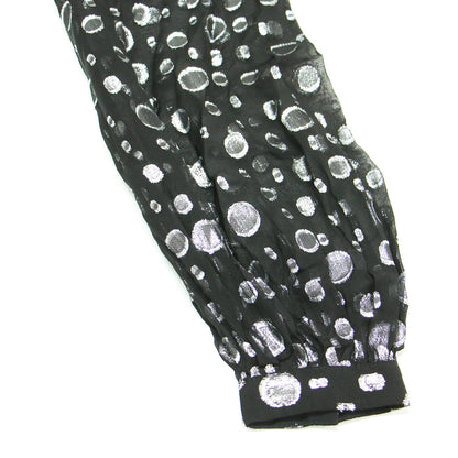 24秋冬 スペース ドット タイネック ドレス / ワンピース ミニ丈 長袖 ラグランスリーブ Aライン リボン シルク