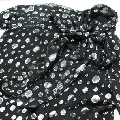 24秋冬 スペース ドット タイネック ドレス / ワンピース ミニ丈 長袖 ラグランスリーブ Aライン リボン シルク