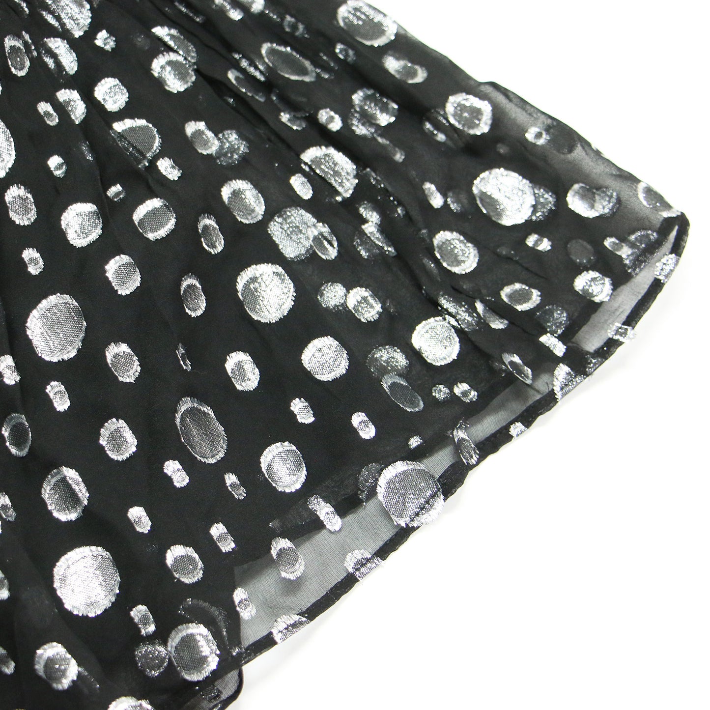 24秋冬 スペース ドット タイネック ドレス / ワンピース ミニ丈 長袖 ラグランスリーブ Aライン リボン シルク