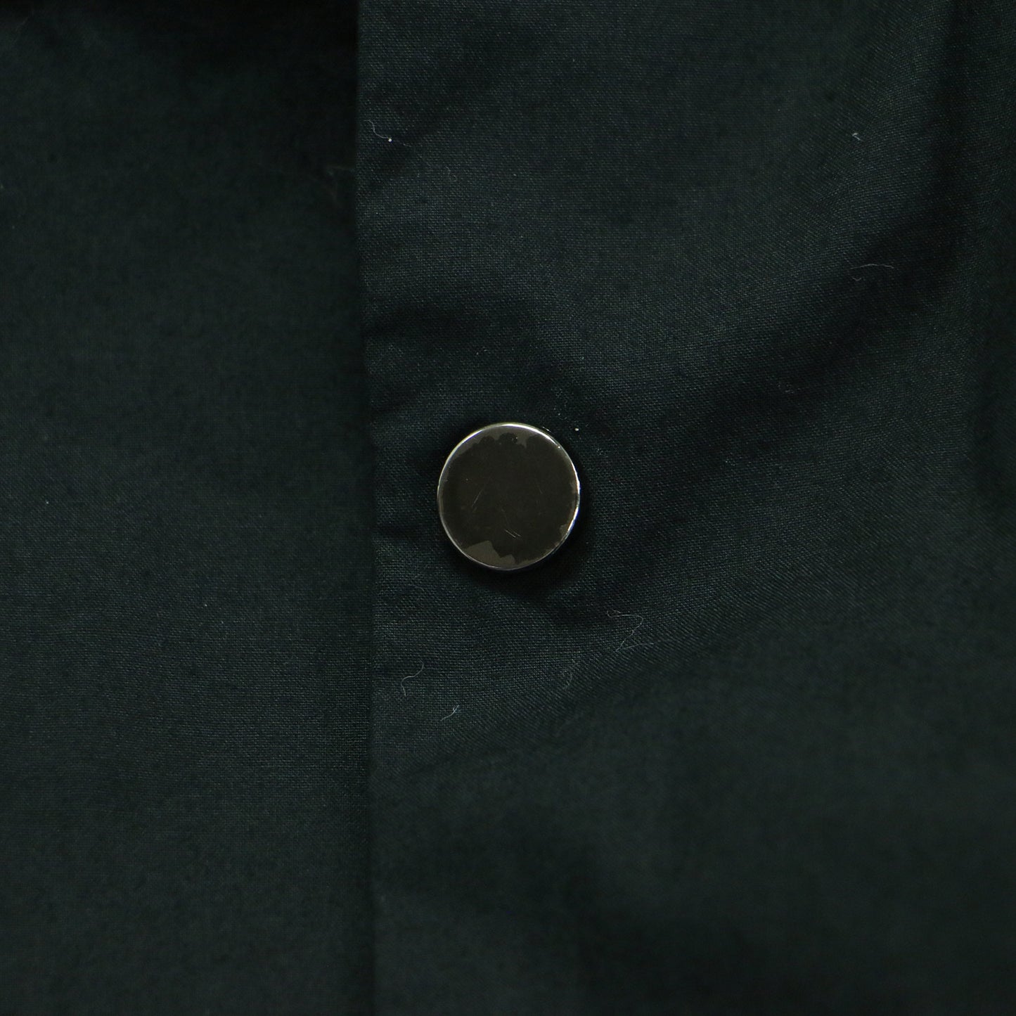 ハイネック Aライン ワンピース / ドレス 半袖 ロング丈 フレア メタルボタン コットン