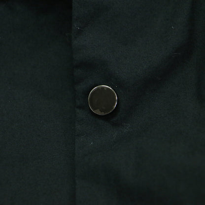 ハイネック Aライン ワンピース / ドレス 半袖 ロング丈 フレア メタルボタン コットン