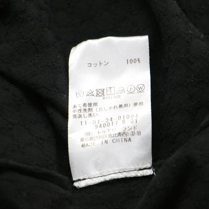 23秋冬 コットンガーゼ エンブロイダリー バックボウタイ ブラウス / プルオーバー スタンドネック ギャザー リボン モノグラム調