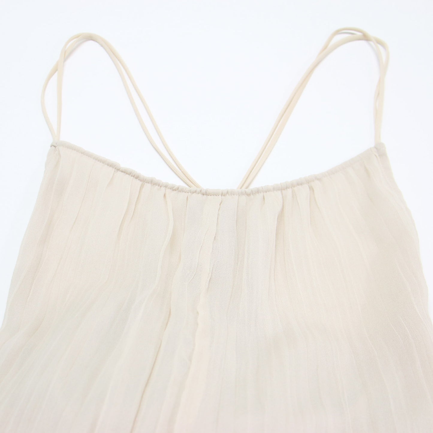 21春夏 ランダムプリーツ ジョーゼット バッククロス サロペット / オールインワン ワイドパンツ ロング丈