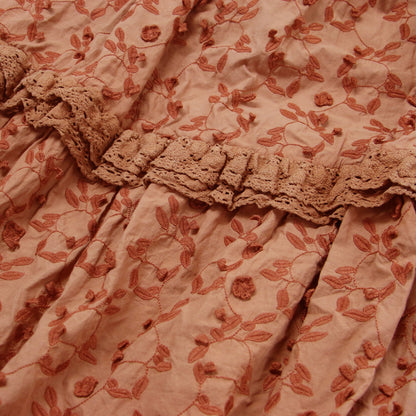 23春夏 カットワーク 刺繍 ティアードスカート / ロング丈 ウエストゴム ギャザー Aライン フリル コットン