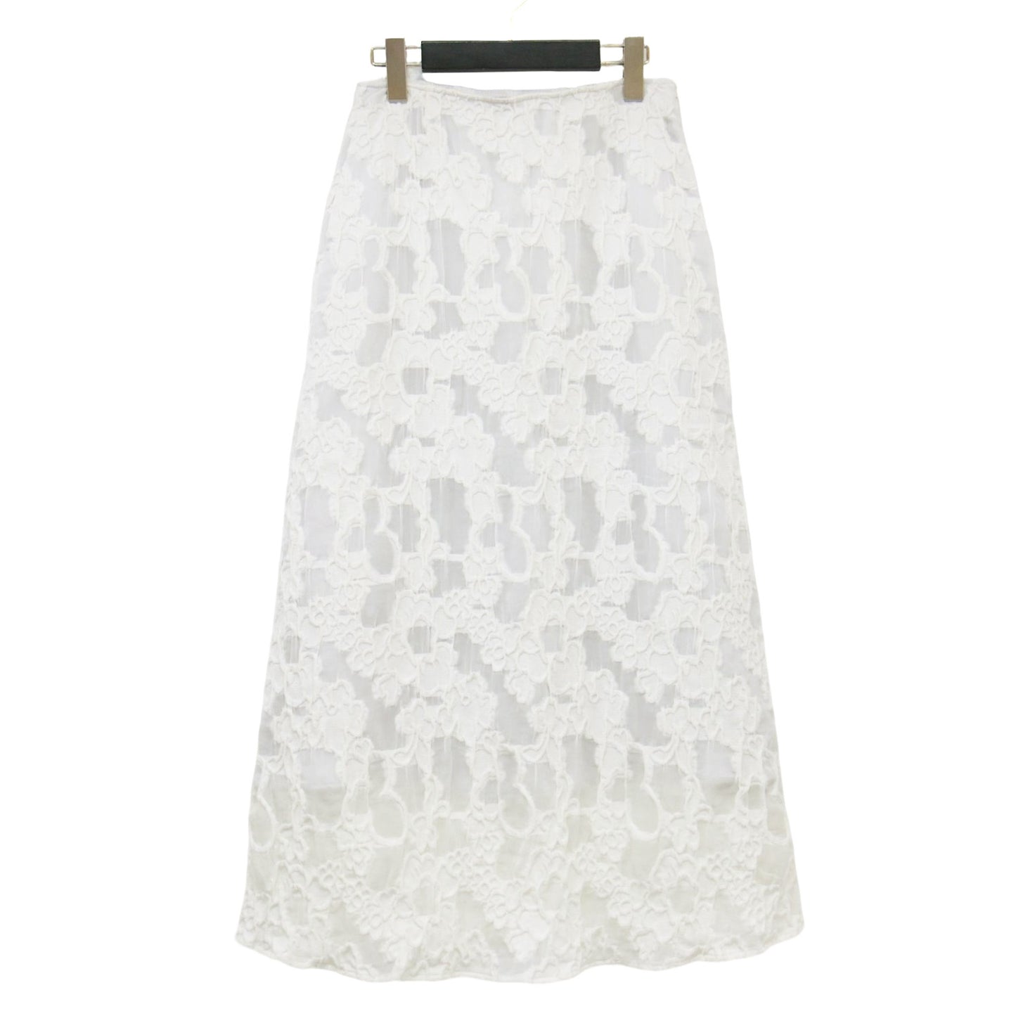 24春夏 シャーリング ジャカード セミマーメイドスカート / ロング丈 ウエストゴム 総柄 フレア コットン