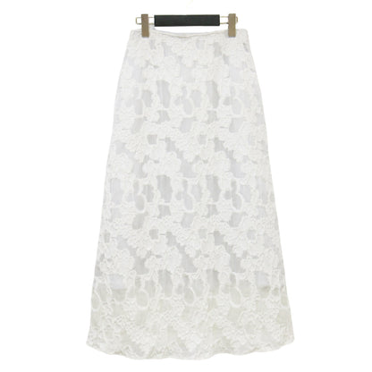 24春夏 シャーリング ジャカード セミマーメイドスカート / ロング丈 ウエストゴム 総柄 フレア コットン