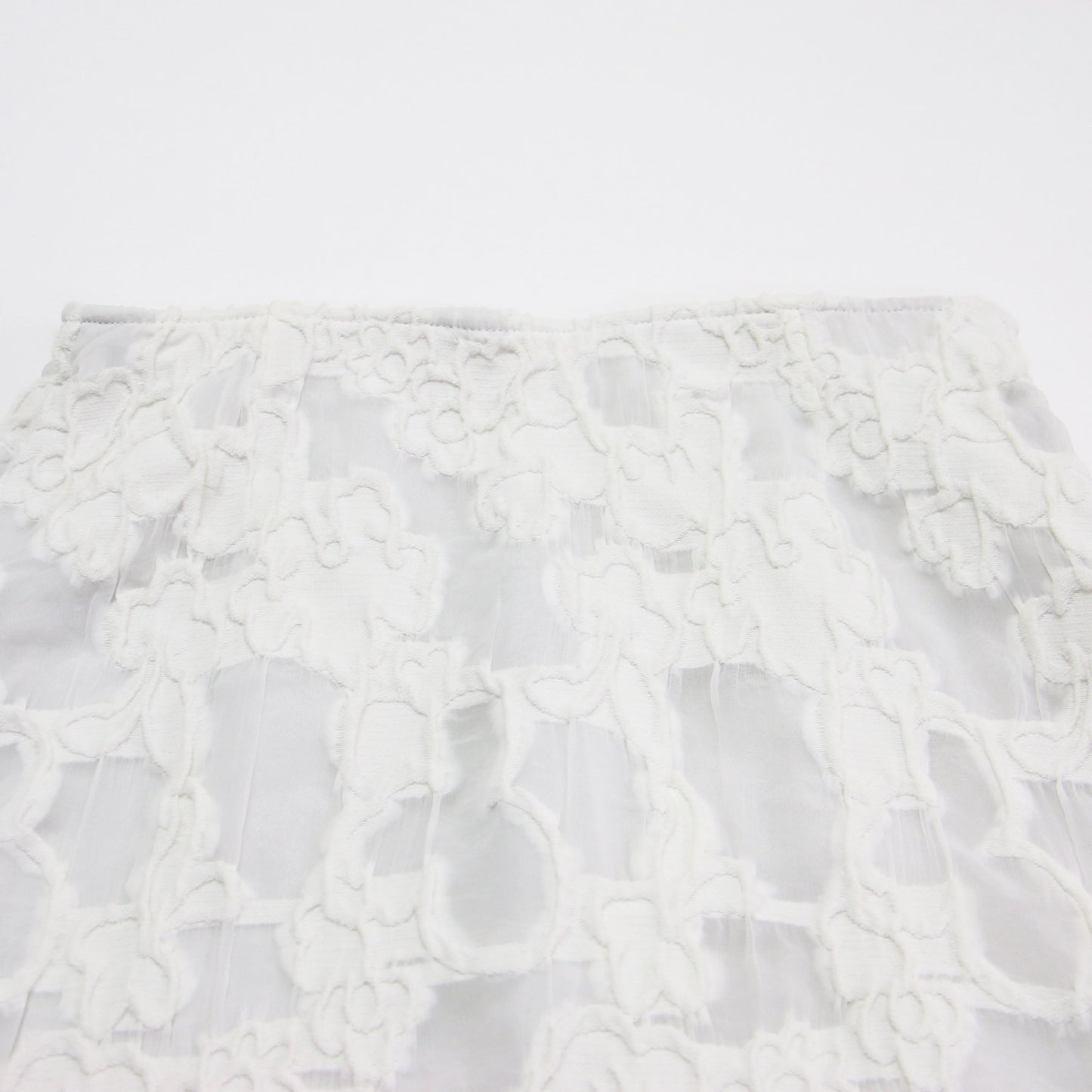 24春夏 シャーリング ジャカード セミマーメイドスカート / ロング丈 ウエストゴム 総柄 フレア コットン