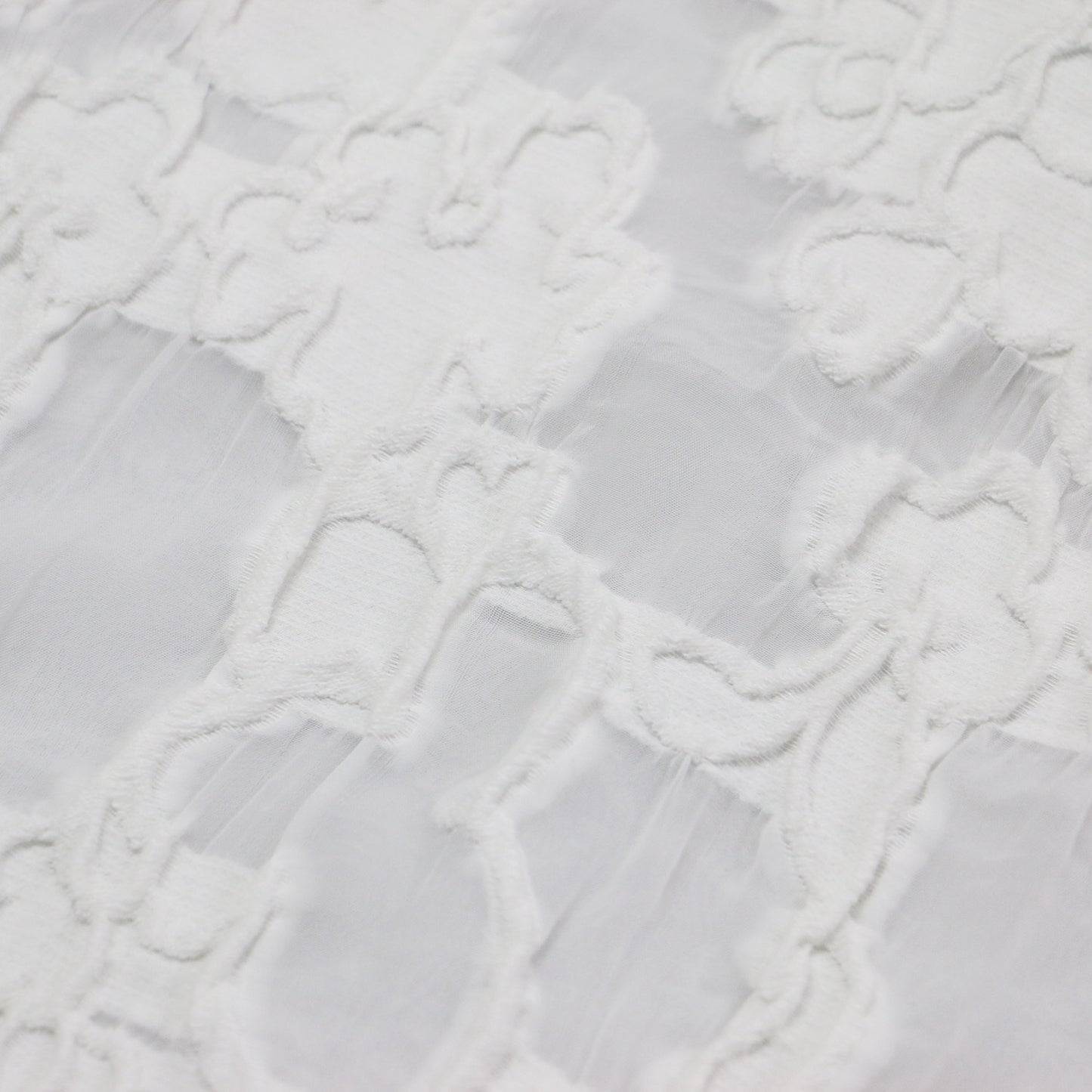 24春夏 シャーリング ジャカード セミマーメイドスカート / ロング丈 ウエストゴム 総柄 フレア コットン