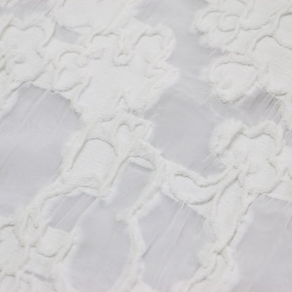 24春夏 シャーリング ジャカード セミマーメイドスカート / ロング丈 ウエストゴム 総柄 フレア コットン