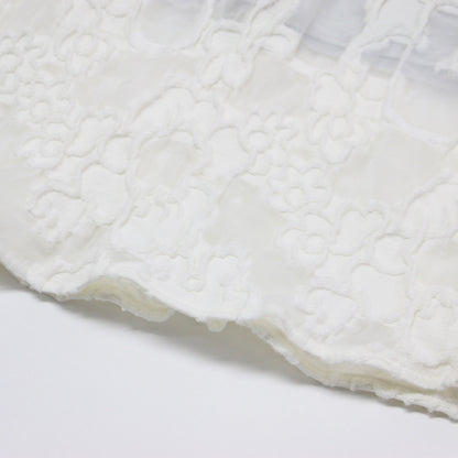 24春夏 シャーリング ジャカード セミマーメイドスカート / ロング丈 ウエストゴム 総柄 フレア コットン