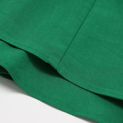 24春夏 リネン レーヨン ストレッチ バックペプラム スカート / 膝丈 セミフレア リネン