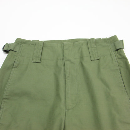 21春夏 バックサテン スラブ ミリタリーパンツ / テーパード ハイウエスト バックル ストレッチ コットン