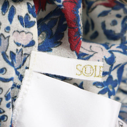 23秋冬 コットン ミルフルール ランダム シャーリング ドレス / ワンピース 長袖 クルーネック ミディ丈 花柄 ギャザー