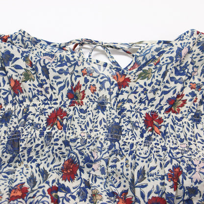 23秋冬 コットン ミルフルール ランダム シャーリング ドレス / ワンピース 長袖 クルーネック ミディ丈 花柄 ギャザー