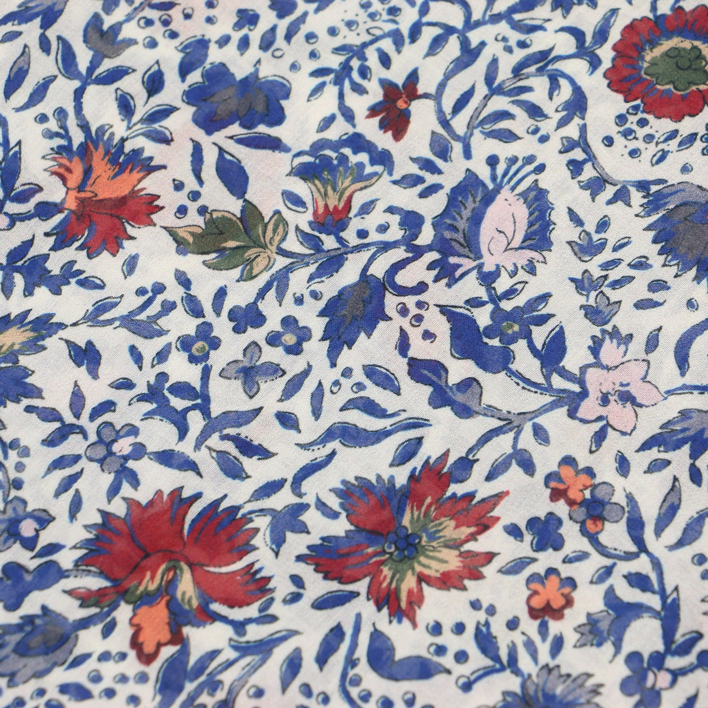 23秋冬 コットン ミルフルール ランダム シャーリング ドレス / ワンピース 長袖 クルーネック ミディ丈 花柄 ギャザー