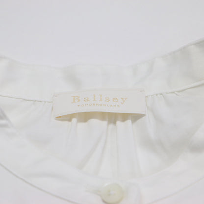 23秋冬 ハイカウントサテン パフスリーブ ワンピース / ドレス 長袖 バンドカラー ギャザー フレア ストレッチ