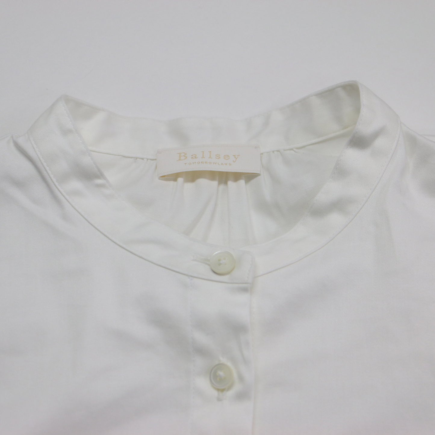 23秋冬 ハイカウントサテン パフスリーブ ワンピース / ドレス 長袖 バンドカラー ギャザー フレア ストレッチ