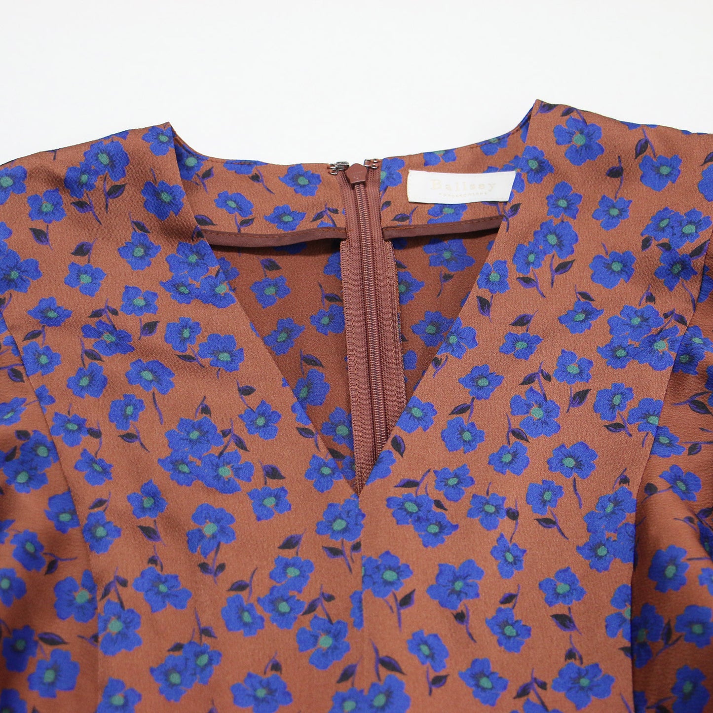 24春夏 スピアワートプリント フレアスリーブ ワンピース / ドレス ロング丈 Vネック マーメイド 花柄