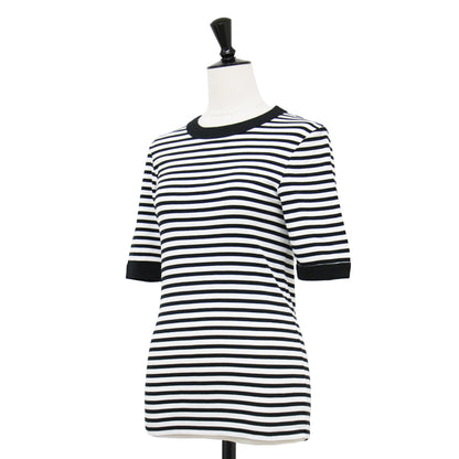 25春夏 シルキー ジャージー ハーフスリーブ プルオーバー / Tシャツ クルーネック ボーダー コットン