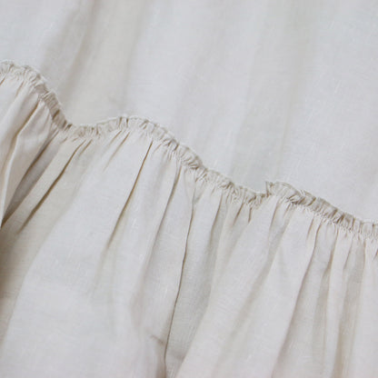 24春夏 リネン コットンムーブ フレンチスリーブ ティアード ワンピース / ロング丈 Aライン フレア ギャザー