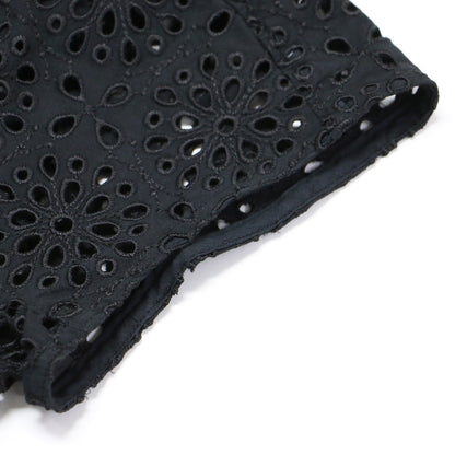 23春夏 サークルフラワー エンブロイダリー ティアード ブラウス / プルオーバー フレンチスリーブ ギャザーコットン