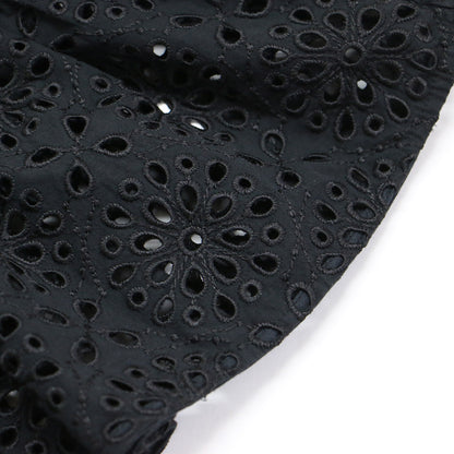 23春夏 サークルフラワー エンブロイダリー ティアード ブラウス / プルオーバー フレンチスリーブ ギャザーコットン