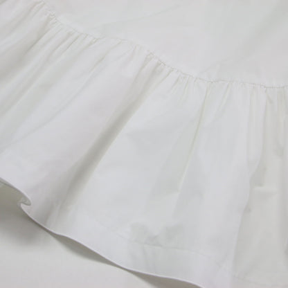 24春夏 ストレッチタフタ ティアードブラウス / プルオーバー シャツ 長袖 クルーネック ペプラム ボリュームスリーブ