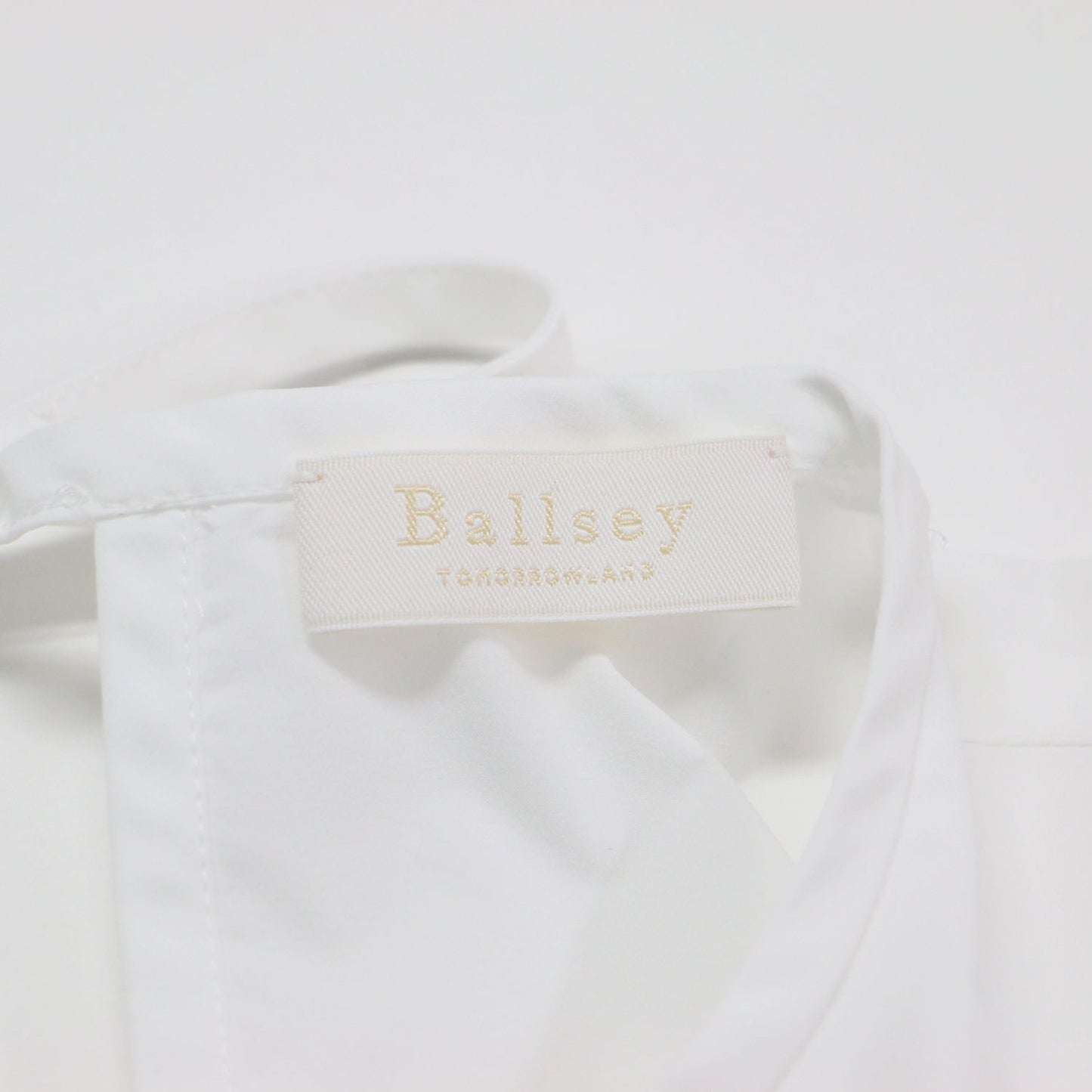 23春夏 ストレッチタフタ ティアード ブラウス / シャツ 長袖 クルーネック フレア ギャザー バックリボン タフタ