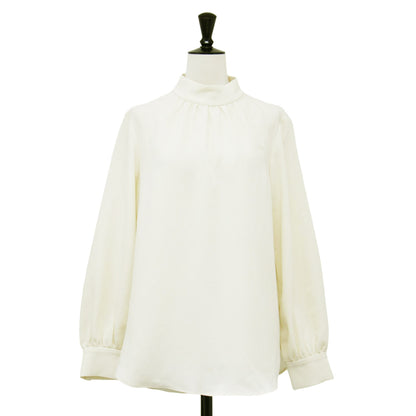 23春夏 スタンドカラー ボリュームスリーブ ブラウス / プルオーバー シャツ 長袖 ラウンドヘム