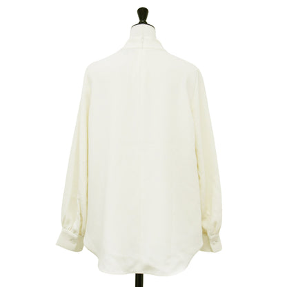 23春夏 スタンドカラー ボリュームスリーブ ブラウス / プルオーバー シャツ 長袖 ラウンドヘム