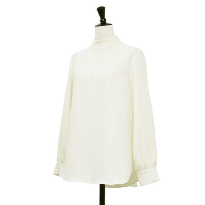 23春夏 スタンドカラー ボリュームスリーブ ブラウス / プルオーバー シャツ 長袖 ラウンドヘム