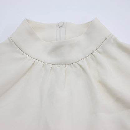 23春夏 スタンドカラー ボリュームスリーブ ブラウス / プルオーバー シャツ 長袖 ラウンドヘム