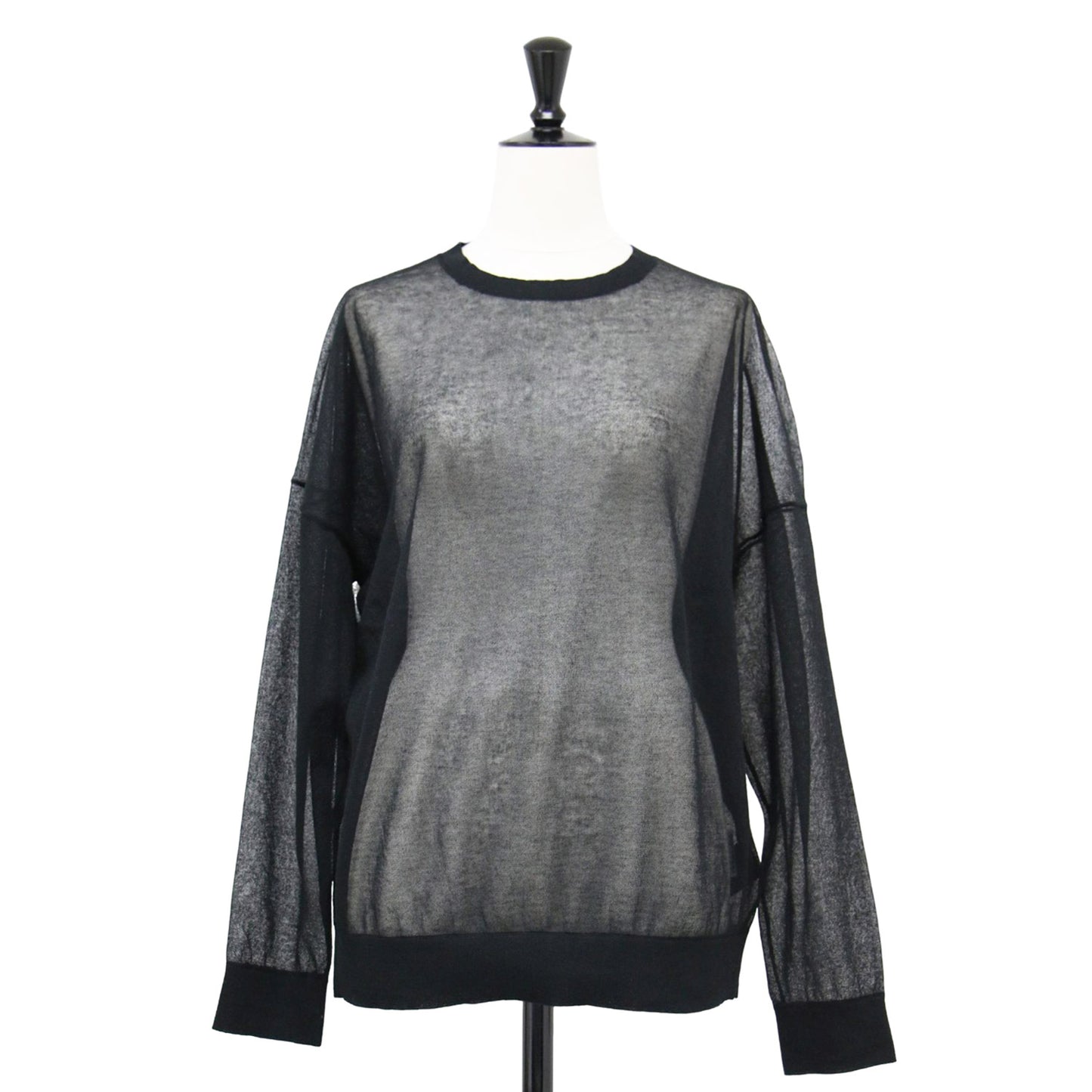 25春夏 シアー プルオーバー / ニット 長袖 ロングスリーブ クルーネック ワイド リブ