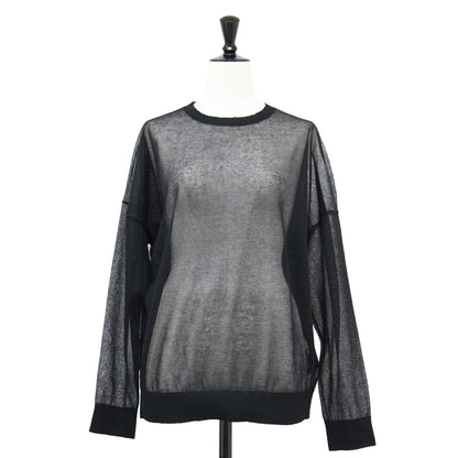 25春夏 シアー プルオーバー / ニット 長袖 ロングスリーブ クルーネック ワイド リブ