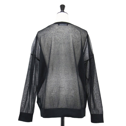 25春夏 シアー プルオーバー / ニット 長袖 ロングスリーブ クルーネック ワイド リブ